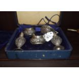 English silver five piece cruet set  wit