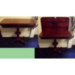 Pair of 19th. C. mahogany  tea tables wi