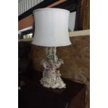 Majolica style ceramic table lamp. {  61