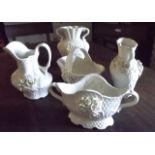 Five pieces of Belleek Style pottery