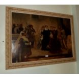 Large Oil on Canvas Tudor Scene in paint