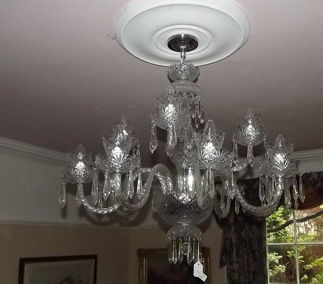 Twelve branch Irish cut glass chandelier