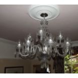 Twelve branch Irish cut glass chandelier