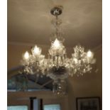 Eight branch Irish cut glass chandelier.