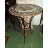 Brass and ceramic centre table with moun