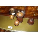 Pair of miniature globes in oak casing.