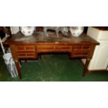 Victorian mahogany desk with inlaid bras