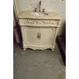 Painted pine marble top single vanity un