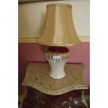 Pair of ceramic table lamps with shades.