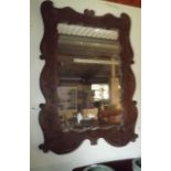 Carved oak wall mirror. { 145 cm High x