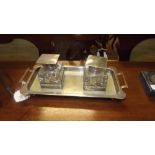 Victorian silver plated desk set with cu