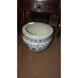 Oriental blue and white ceramic jardinie