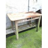 19th. C. Pine table raised on square leg