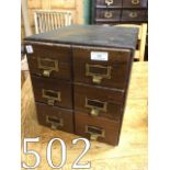 1930's oak desk filing cabinet with six