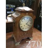 Edwardian inlaid mahogany mantle clock.