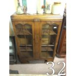 1930's Art Deco oak display cabinet with