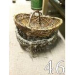 19th. C. Wicker potato basket and a late