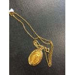 9ct. Gold Miraculous medal with gold cha