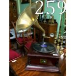 HIS MASTER'S VOICE horn gramophone in a