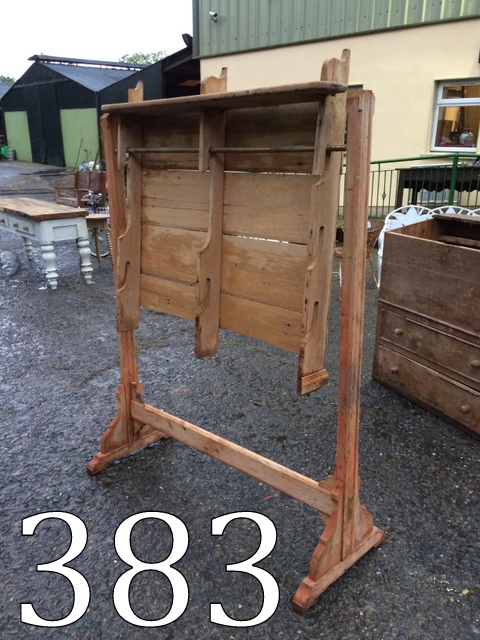 18th. C. Stripped pine spit rack. { 107c