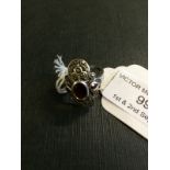 Sterling silver ring set with amber ston