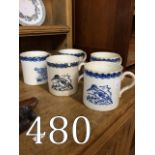 Set of five 19th. C. Transfer pattern mu