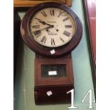 Victorian rosewood drop dial clock in ne