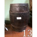 19th. C. oak metal bound barrel. { 30cm