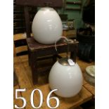 Pair of retro hanging lights with milk g