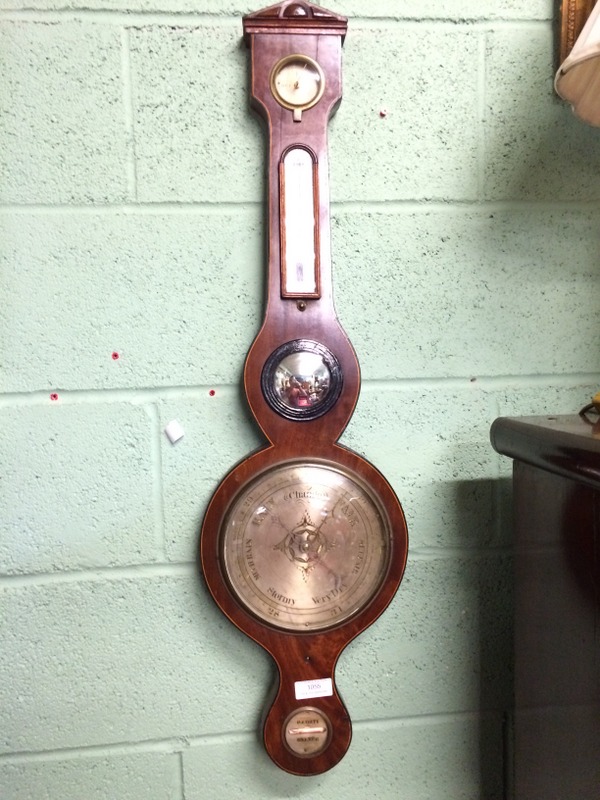 Georgian mahogany banjo barometer.  { 94