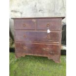 Edwardian painted pine chest the two sho