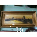 Victorian oil on board.   Harbour scene.