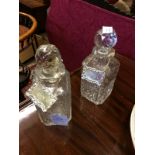 Two 19th. C. Cut glass decanters with la