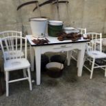 1930's painted pine table with enamel to