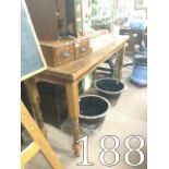 19th. C. Pine side table raised on turne