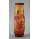 GALLE' EMILE - Nancy (Francia), 1846-1904. Vaso in pasta di vetro con decoro floreale. Firmato