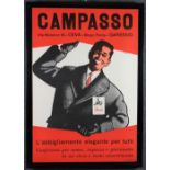 Manifesto pubblicitario ''CAMPASSO-FACIS'' in carta applicata su tela. XX secolo. In cornice.