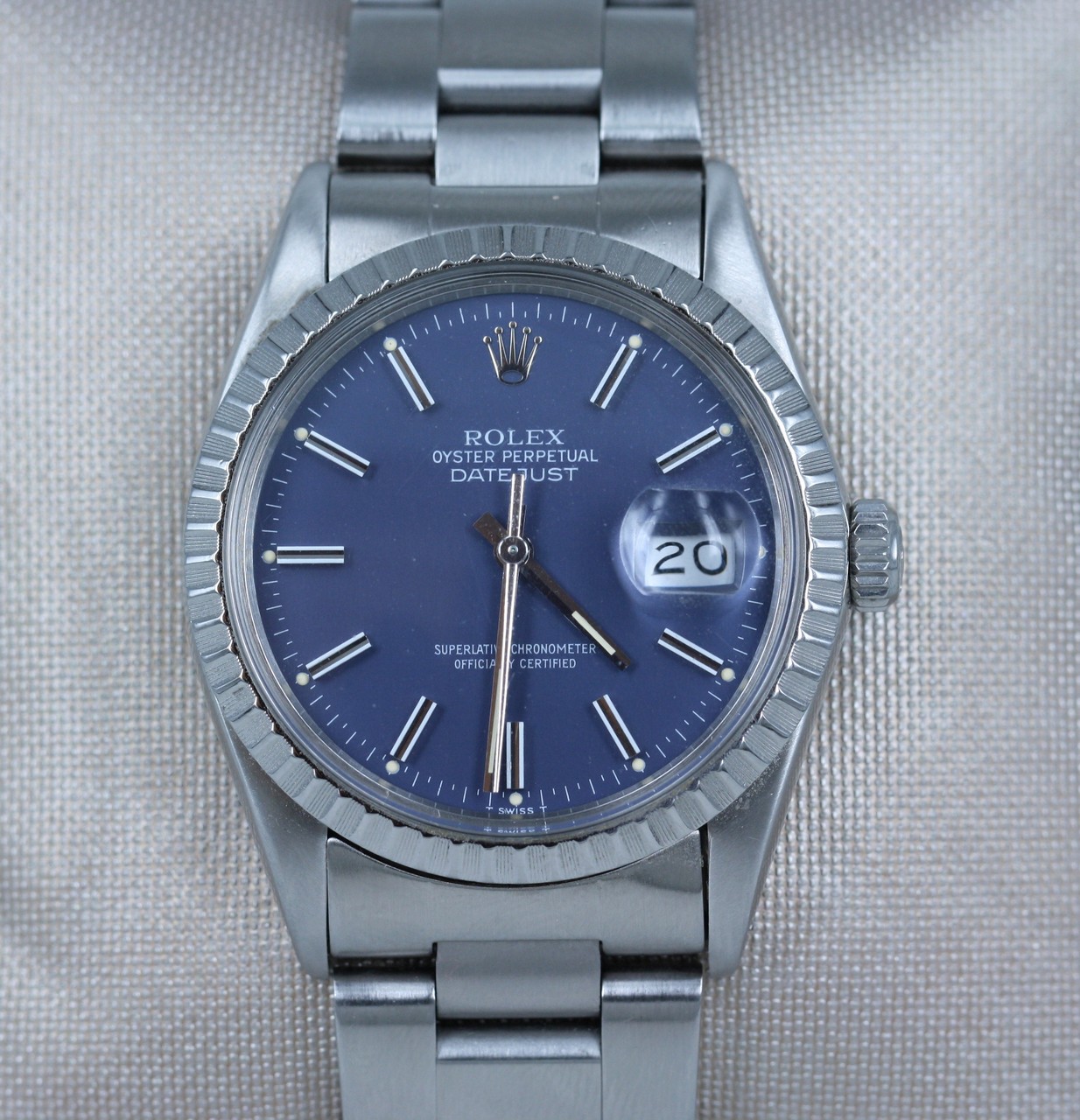 ROLEX Datejust in acciaio con bracciale originale blindato, quadrante blu originale, ref. 16030 n. - Image 2 of 3