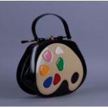 MOSCHINO. Handbag con 'Tavolozza del pittore' in vitello spazzolato. Mis. Lung. cm. 26 Alt. cm. 21