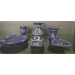 EIGHT PIECES OF WEDGWOOD POWDER BLUE JAS