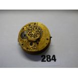 19TH C POCKET WATCH MOVEMENT ENGRAVED HA