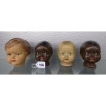SHELF OF 1940'S COMPOSITION DOLL HEADS