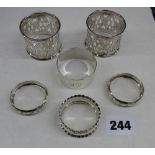 HM SILVER NAPKIN RINGS, PAIR OF LONDON F