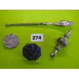 HM SILVER HANDLED BOOT HOOK, SILVER FLOR