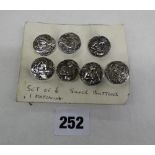 SET OF SIX SILVER ART NOUVEAU BUTTONS