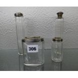 FOUR HM LONDON SILVER TOPPED AND GLASS D