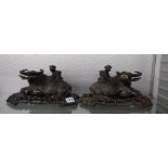 PAIR OF CHINESE WOOD CARVINGS OF RECUMBE