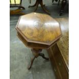 VICTORIAN WALNUT OCTAGONAL MARQUETRY INL