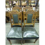 SET OF FOUR EDWARDIAN CARVED UPHOLSTERED