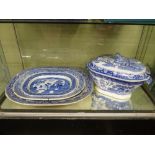 THREE 19TH CENTURY IRONSTONE BLUE AND WH